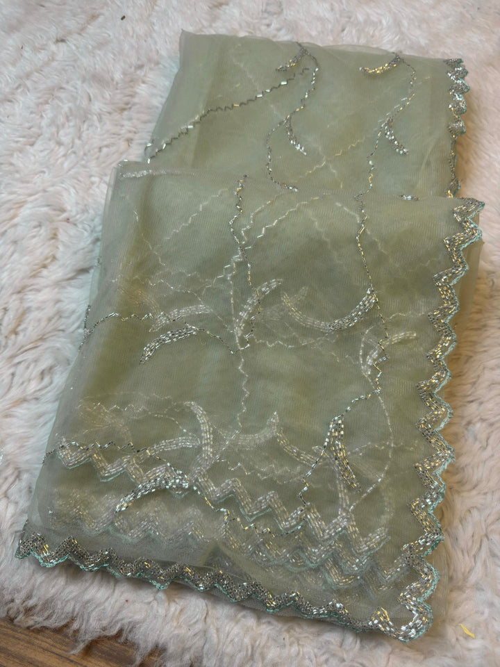 Wavy Glam Net Saree with Sparkle Embroidery