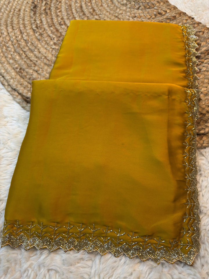 Premium Satin Silk Saree with Elegant Handwork Border