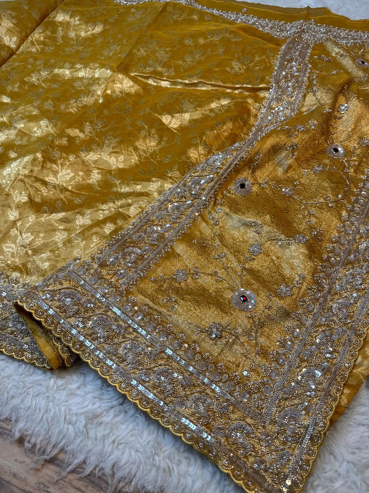 Premium Pure Tissue Silk Saree with Intricate Handwork