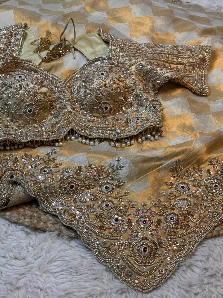 Maharani Embroidered Tissue Silk Saree