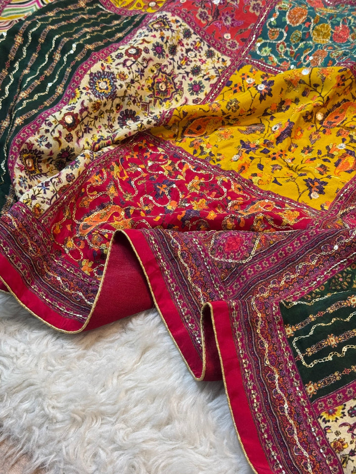 Premium Multicolor Festive Crepe Chinon Saree
