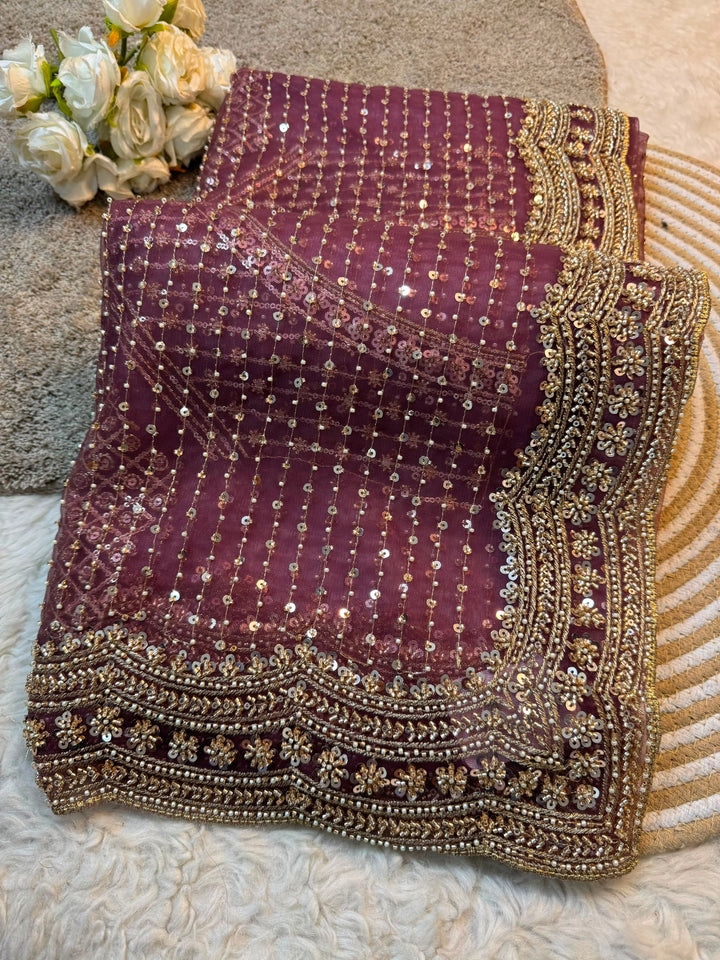 Premium Party Wear Saree with Sequins Embellishments