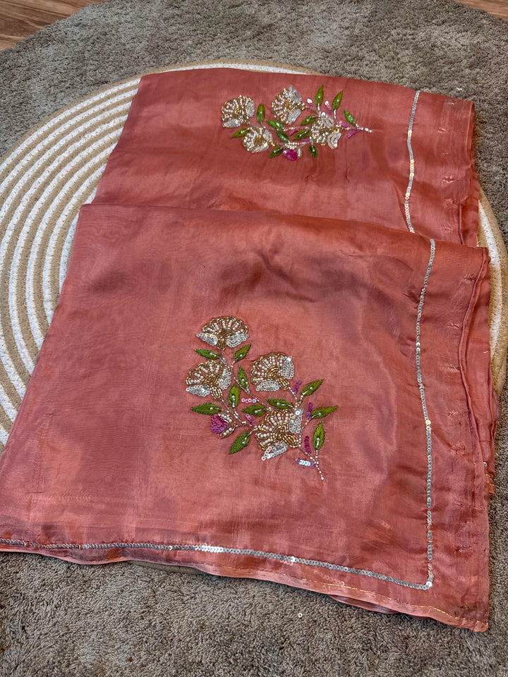 Handcrafted Floral HO Silk Saree