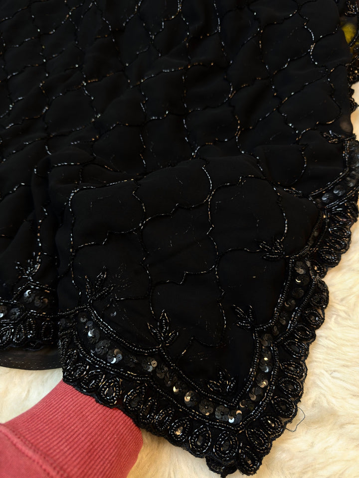 Signature Black Georgette Saree with Heavy Embellished Border