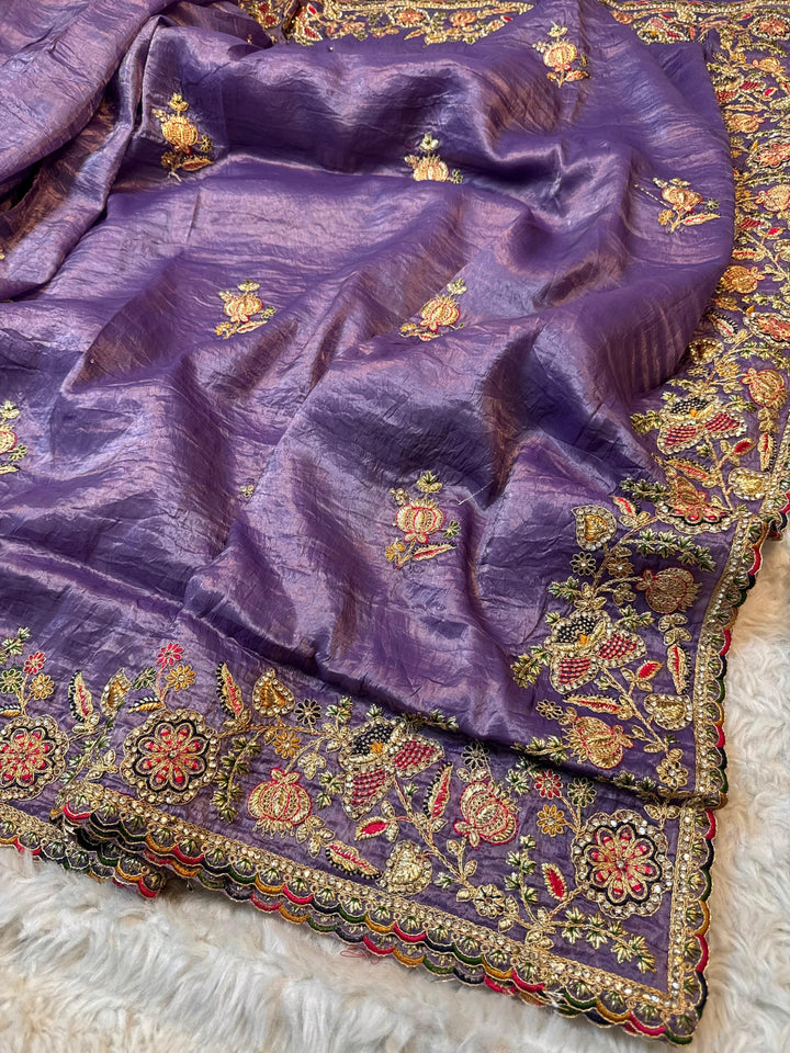 Premium Crunchy Silk Saree with Rich Handwork & Designer Blouse