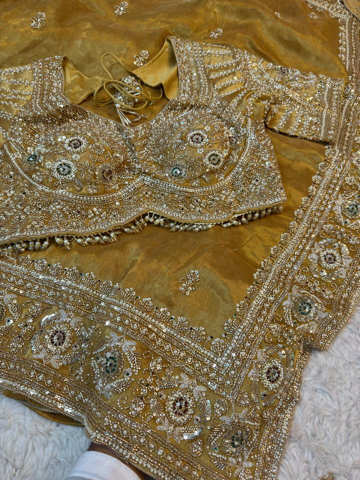 Luxury Heavy Embellished Jacquard Silk Saree with Designer Stitched Blouse