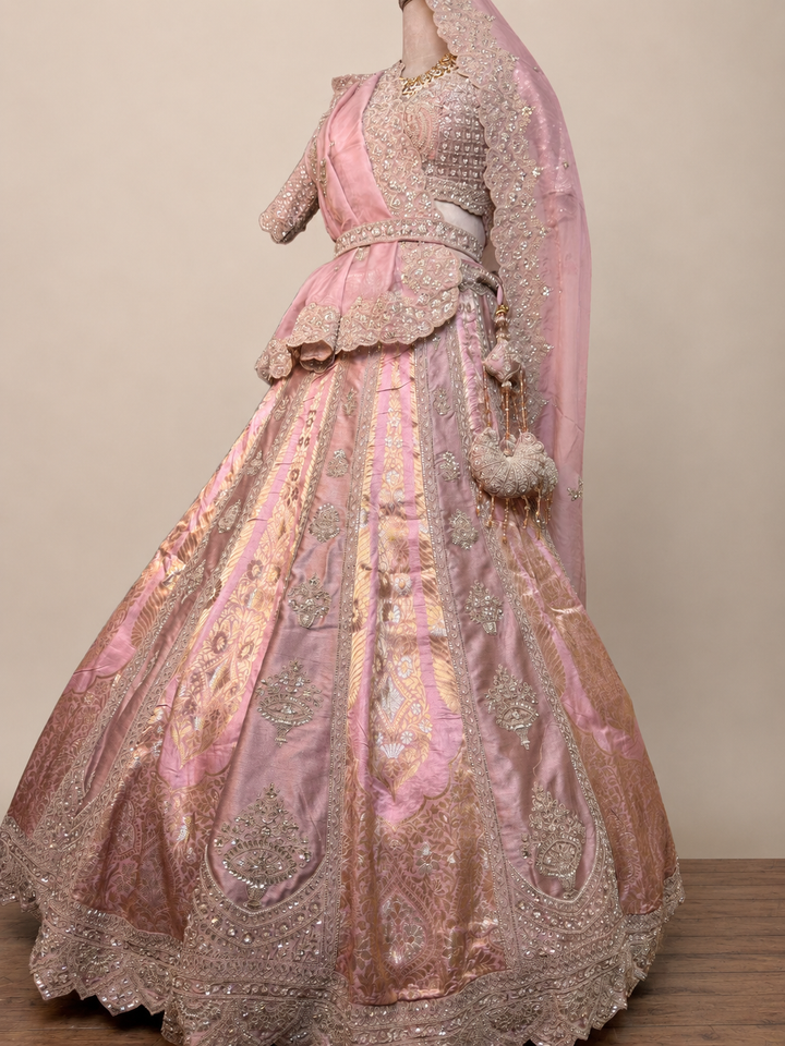 Premium Dusty Pink Bridal Lehenga with Heavy Hand Embroidery