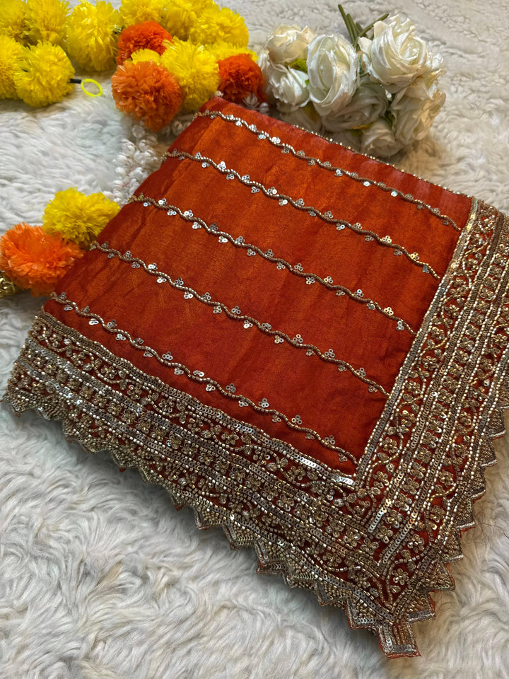 Premium Fendy Silk Saree with Heavy Sequins Border