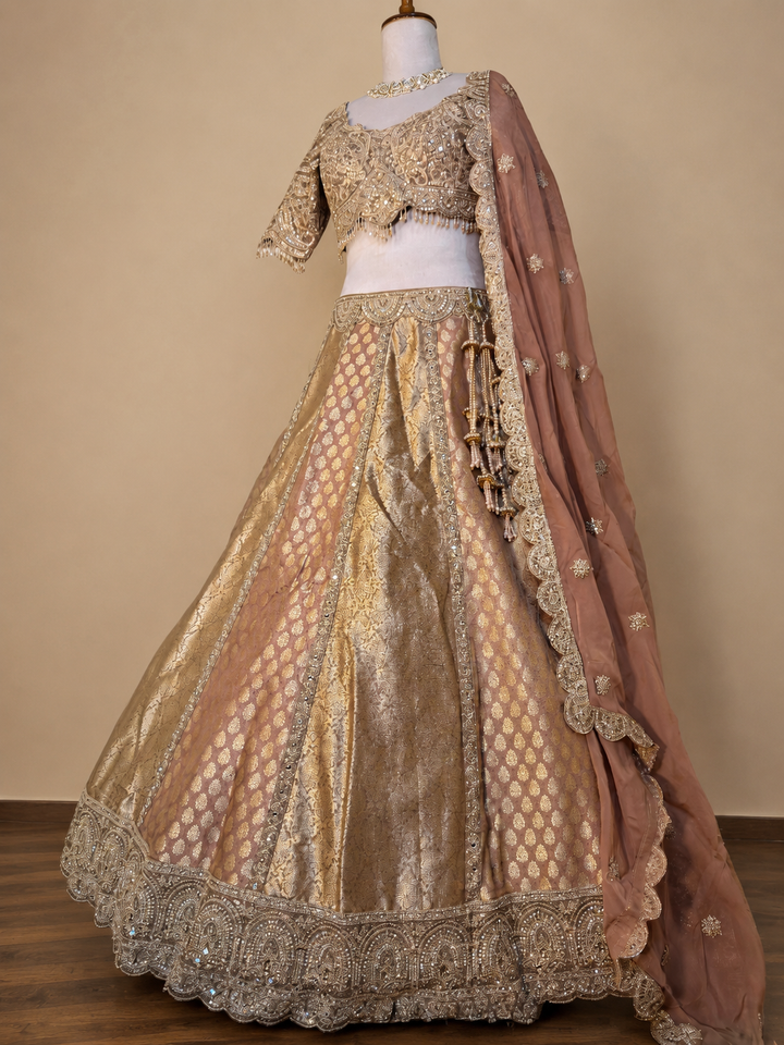 Premium Champagne Gold Bridal Lehenga with Heavy Embroidery