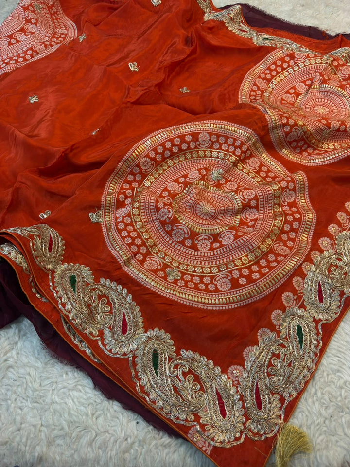 Premium HO Silk Saree with Embroidered Border & Contrast Blouse Piece