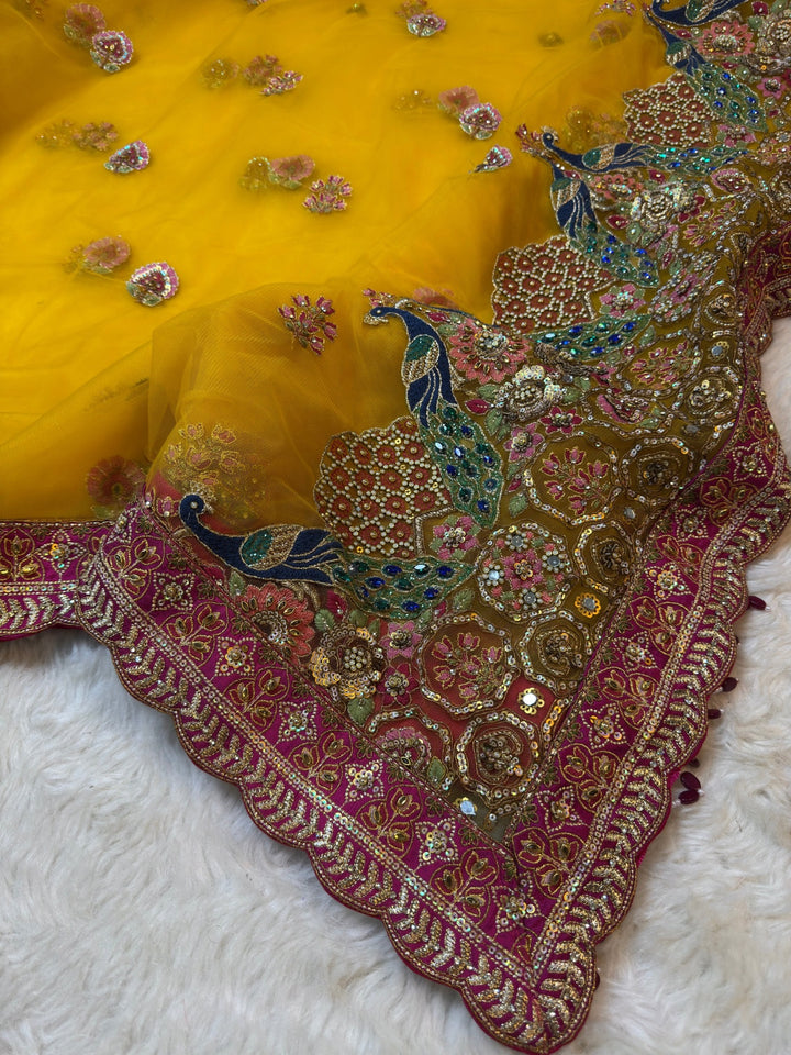 Premium Heavy Net Embroidered Net Saree with Designer Stitched Blouse