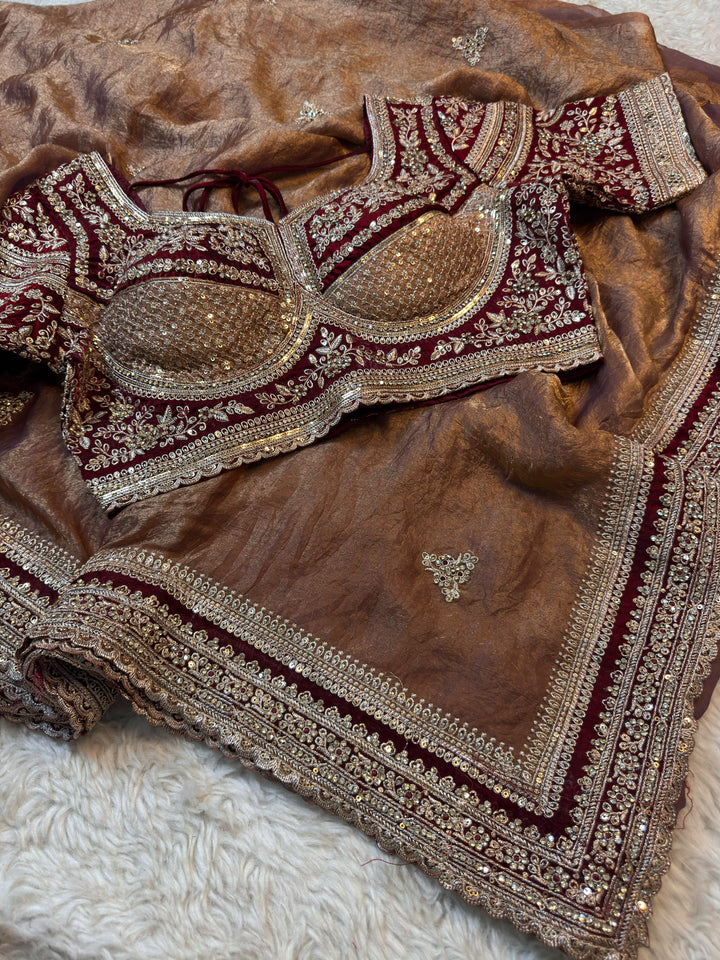 Premium Fendy Silk Embellished Saree with Heavy Designer Blouse
