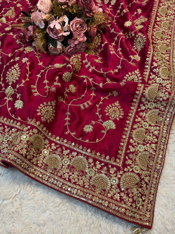 Royal Bridal Wear Saree with Heavy Embellished Border