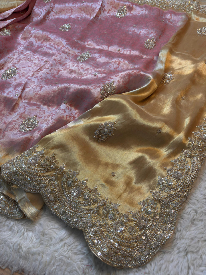 Premium Kanjivaram Silk Saree with Pearl & Sequin Handwork