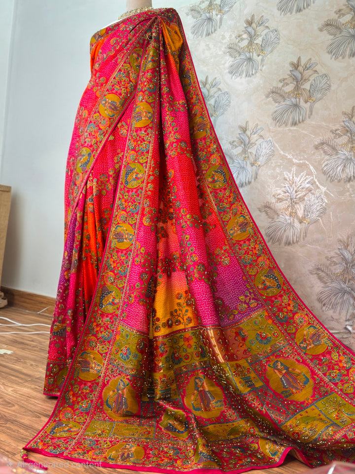 Heritage Multicolor Silk Saree with Intricate Floral Weaving