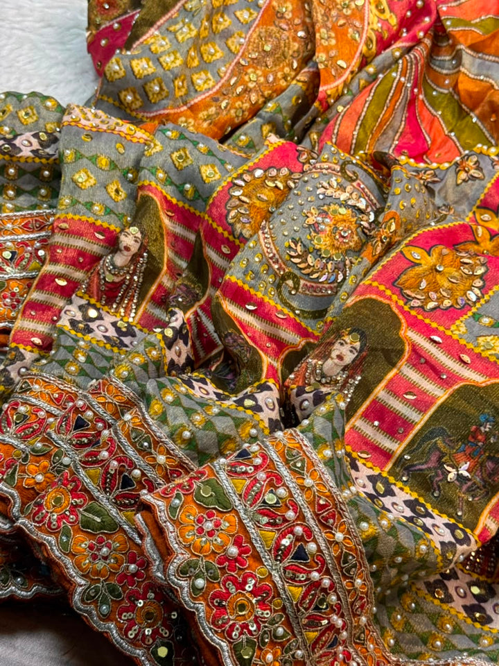 Traditional Motif Saree with Heavy Handwork Stitched Blouse