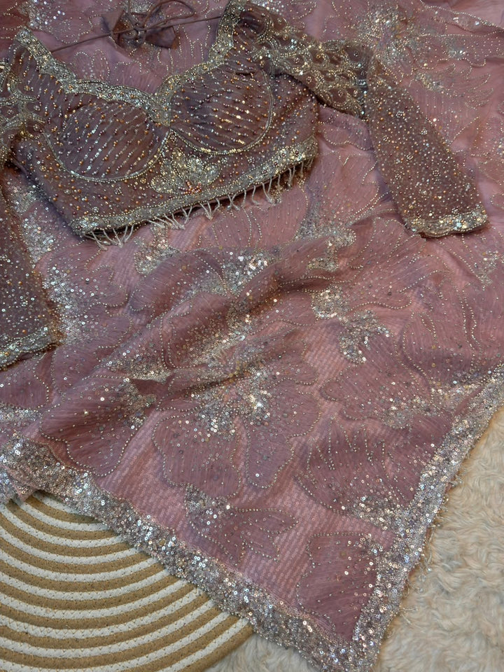 Exquisite Sequin Embellished Saree with Designer Blouse
