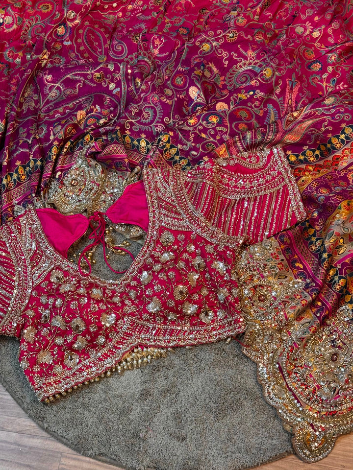 Bridal Silk Saree with Intricate Paisley print Weave & Heavy Embellished Border