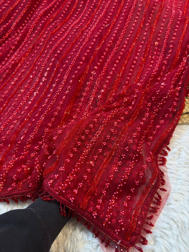 Designer Net Saree with Sequin & Bead Embroidery