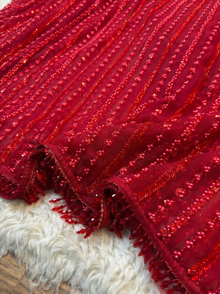 Designer Net Saree with Sequin & Bead Embroidery