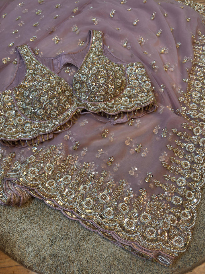 Premium Soft Net Designer Saree with Heavy Hand Embellished Stitched Blouse