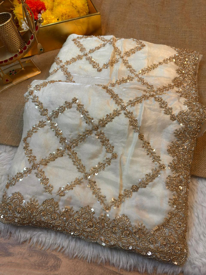 Royal Sequin Jaal Fendy Silk Saree